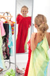 Trying on dresses is fun