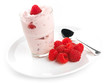 Raspberry yogurt with fresh raspberries