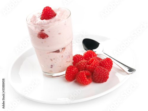 Photo: Raspberry yogurt with fresh raspberries Raspberry yogurt with fresh raspberries