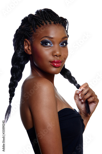 Photo: African beautiful woman with braids. African beautiful woman with braids.