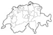 Political map of Swizerland with the several cantons.