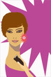 pink lady with mobile phone