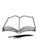 Vector: Cartoon book and feather Cartoon book and feather