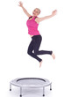 jumping young woman on the trampoline