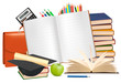 Back to school. Notepad with school supplies. Vector. Back to school. Notepad with school supplies. Vector.