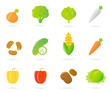 Vegetable food icons collection isolated on white. Vector