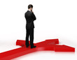 Businessman trying to make a choice on crossroads Businessman trying to make a choice on crossroads