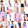Medical themed collage, showing doctors and nurses at work
