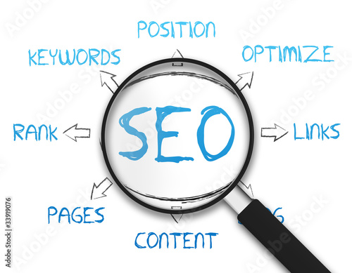 Illustration: Magnifying Glass - Search Engine Optimization Magnifying Glass - Search Engine Optimization