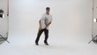 Teenager dancing breakdance in action