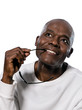Contemplative afro American man looking up