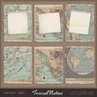 torn grungy notebook pages on antique maps
