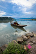 wooden boat on river wooden boat on river
