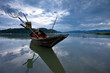 wooden boat on river wooden boat on river