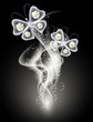 Background with smoke and butterfly