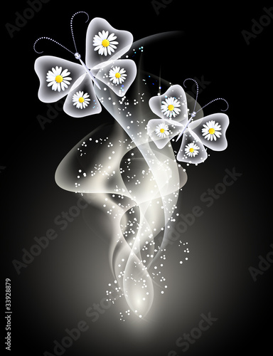 Vector: Background with smoke and butterfly Background with smoke and butterfly