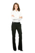 Full body smiling young cheerful business woman, isolated Full body smiling young cheerful business woman, isolated