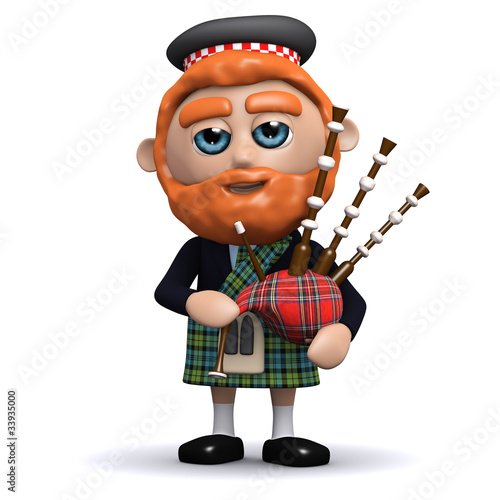 Illustration: 3d Scotsman playing the bagpipes 3d Scotsman playing the bagpipes
