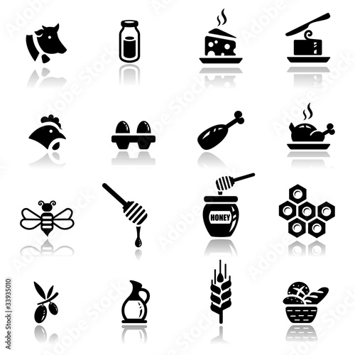 Vektor: Icons set Dairy and natural products Icons set Dairy and natural products