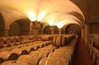 Weinkeller Barrique Rotwein Holzfässer Piemont, Italien
