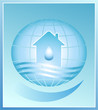 House and drop - a symbol of clean water on planet earth.