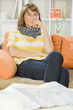 woman at home with travel map