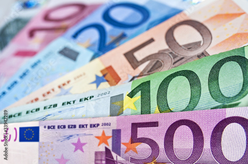 Photo: Eventail de billets en euros Eventail de billets en euros
