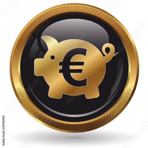 Illustration: Sparschwein - Button gold Sparschwein - Button gold
