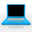 Laptop computer with word poker on it