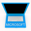 Laptop computer with word microsoft on it