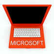 Laptop computer with word microsoft on it