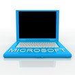 Laptop computer with word microsoft on it