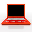 Laptop computer with word microsoft on it