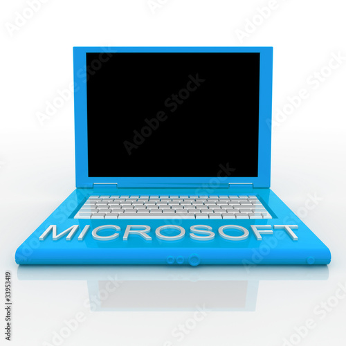 Illustration: Laptop computer with word microsoft on it Laptop computer with word microsoft on it