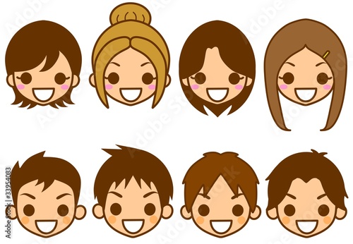 Illustration: 男女の顔のアイコン 男女の顔のアイコン