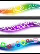 Three halftone design elements