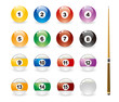 Billiard balls on white background