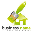 logo maison et pinceau vert