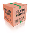 Illustration: secured sending shipping package cardboard box secured sending shipping package cardboard box