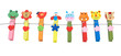 Wooden clothes pin multi-colored animals.