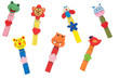 Wooden clothes pin multi-colored animals.