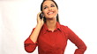 Young businesswoman having fun conversation on mobile phone