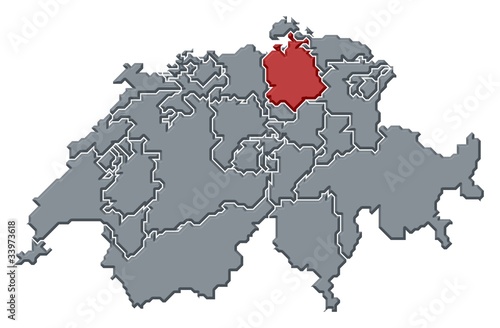 Vector: Map of Swizerland, Zurich highlighted Map of Swizerland, Zurich highlighted