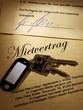 Wohnungsschlüssel und Mietvertrag