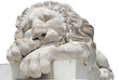 Sleeping lion statue isolated on white