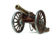 Ancient cannon on wheels isolated on white