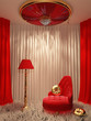 Modern interior with decorative shutter ceiling Modern interior with decorative shutter ceiling