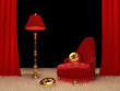 Luxury armchair with standard lamp in Interior Luxury armchair with standard lamp in Interior