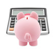 Piggy bank and callculator isolated on white background Piggy bank and callculator isolated on white background