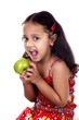 Little girl eating Granny smith apple